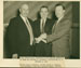 Belanger greets W. Reuther and G. Meany at the first AFL-CIO convention.  New York, December 5, 1955