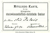 Admission card, University of Berlin