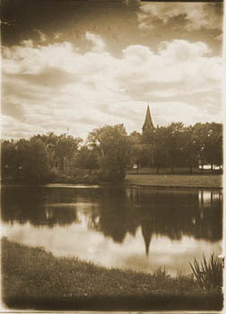 Campus pond at Mass. Agricultural College