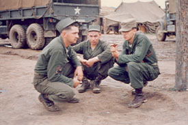 (l to r) Sgt. Wilson, Pvt. Totman, Lt. McFadden