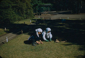 Lawn maintenance crew, Rikugien Gardens, Tokyo