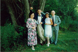 Conrad Totmans family in 1990  (l to r) Michiko, Chris, Kathy, and Conrad