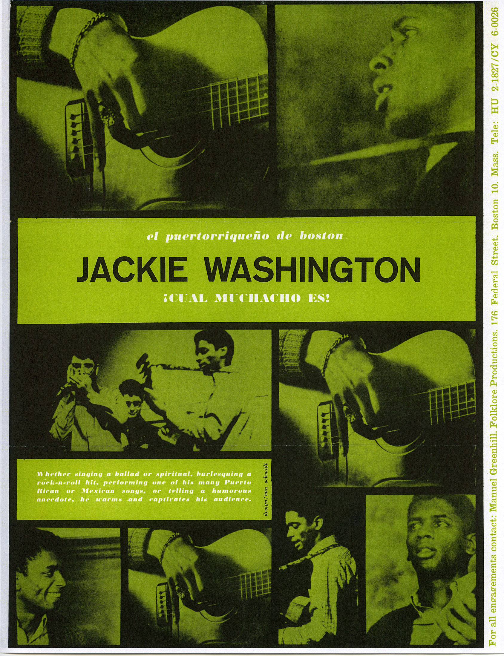 Depiction of Poster for performance by Jackie Wilson, 1964 (designed by Eric von Schmidt)