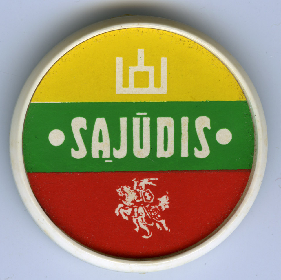 Depiction of Sajudis button, ca.1989