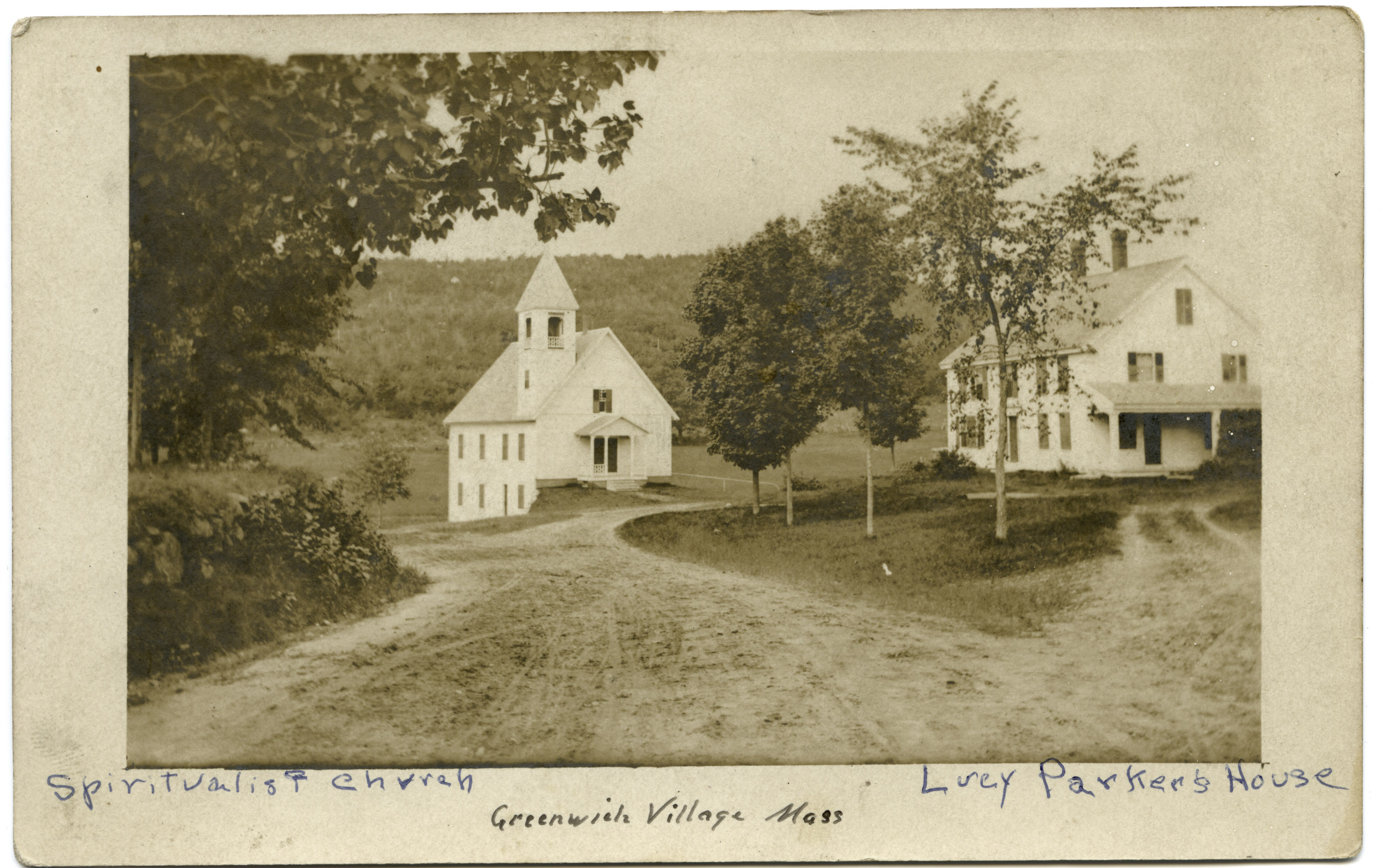 Depiction of Spiritualist Church and Lucy Parker's house, ca.1908