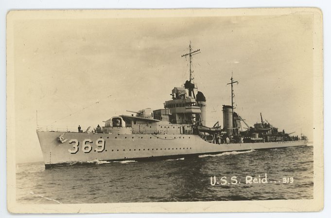 Depiction of Postcard featuring the USS Reid