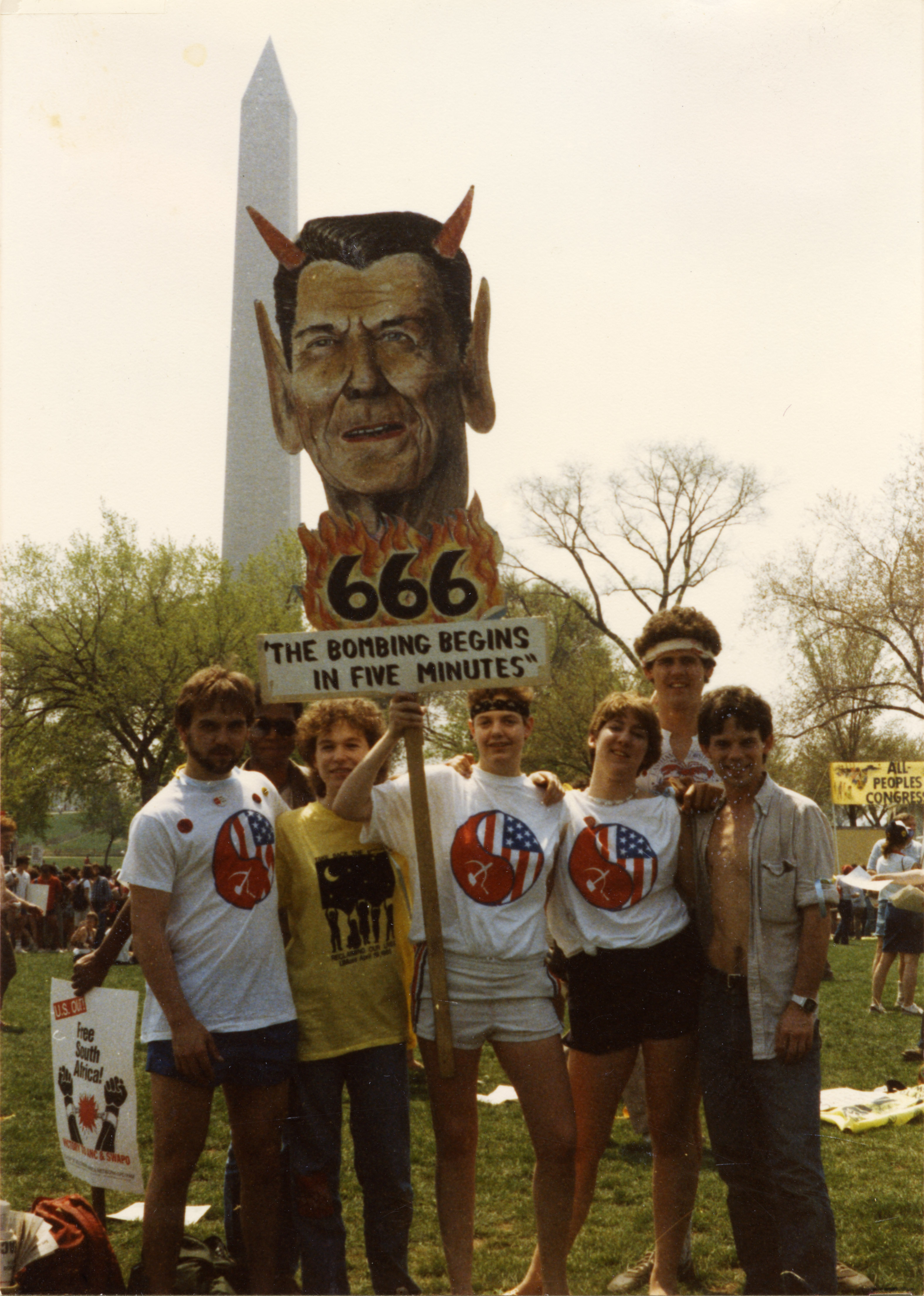 Depiction of Peacemakers contingent at the Four Days in April protests, 1984