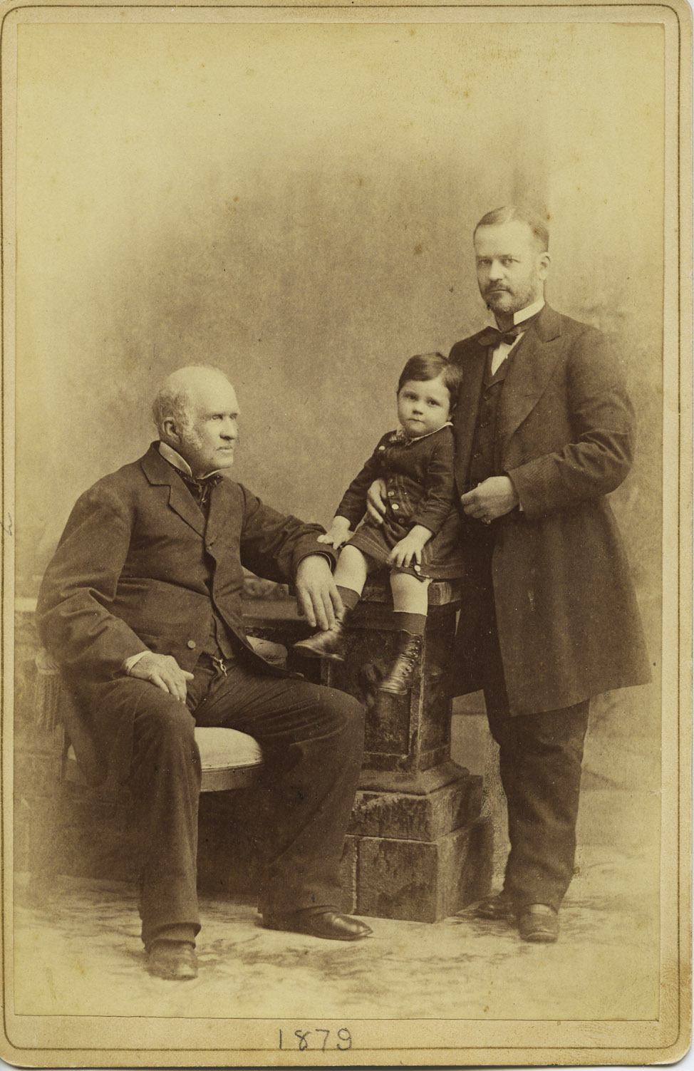 Depiction of Three generations: including Erasmus Darwin Hudson Sr. and Jr.