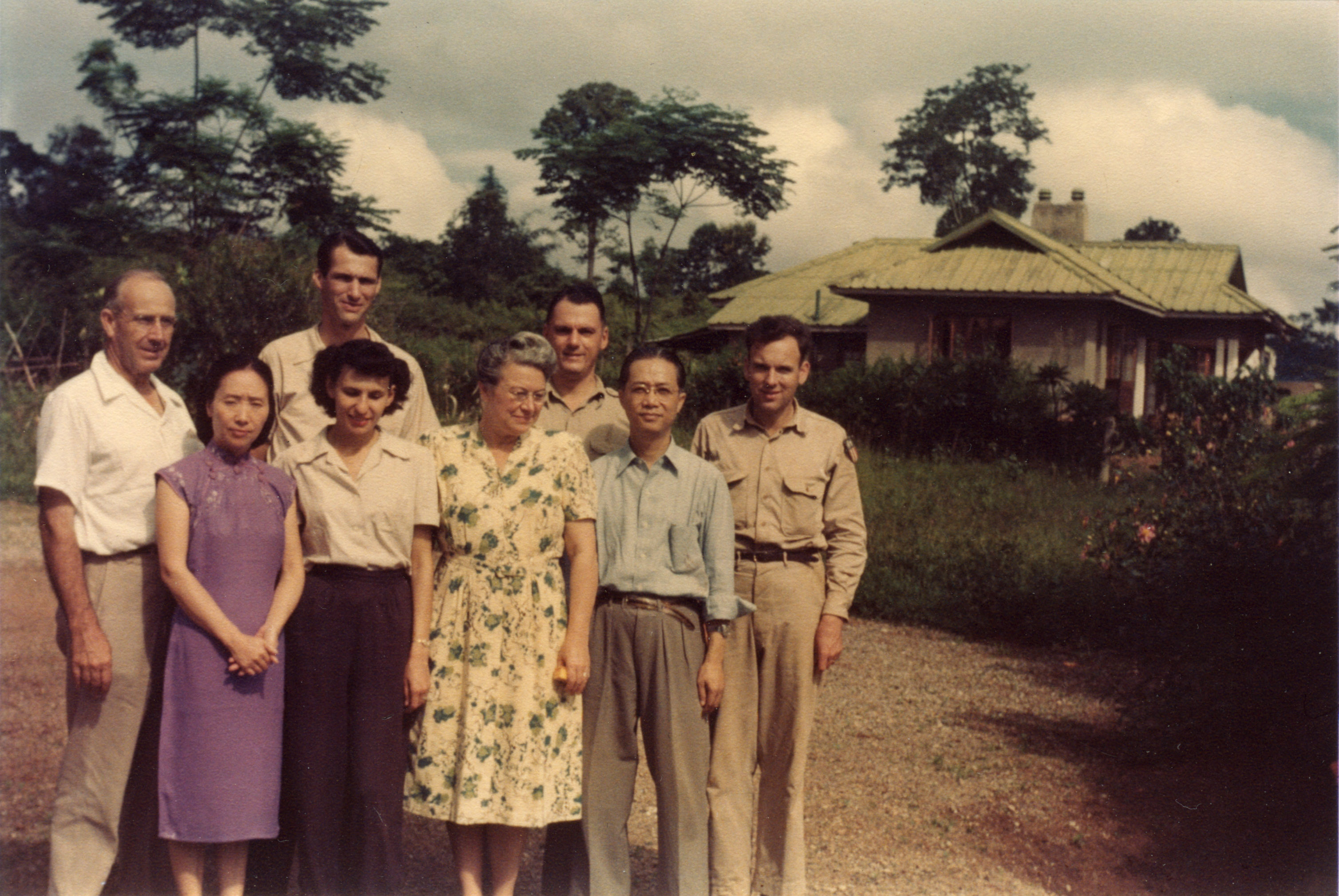 Depiction of Otto (far left), Helen (center front), and Robert Clifford (far right), 1949