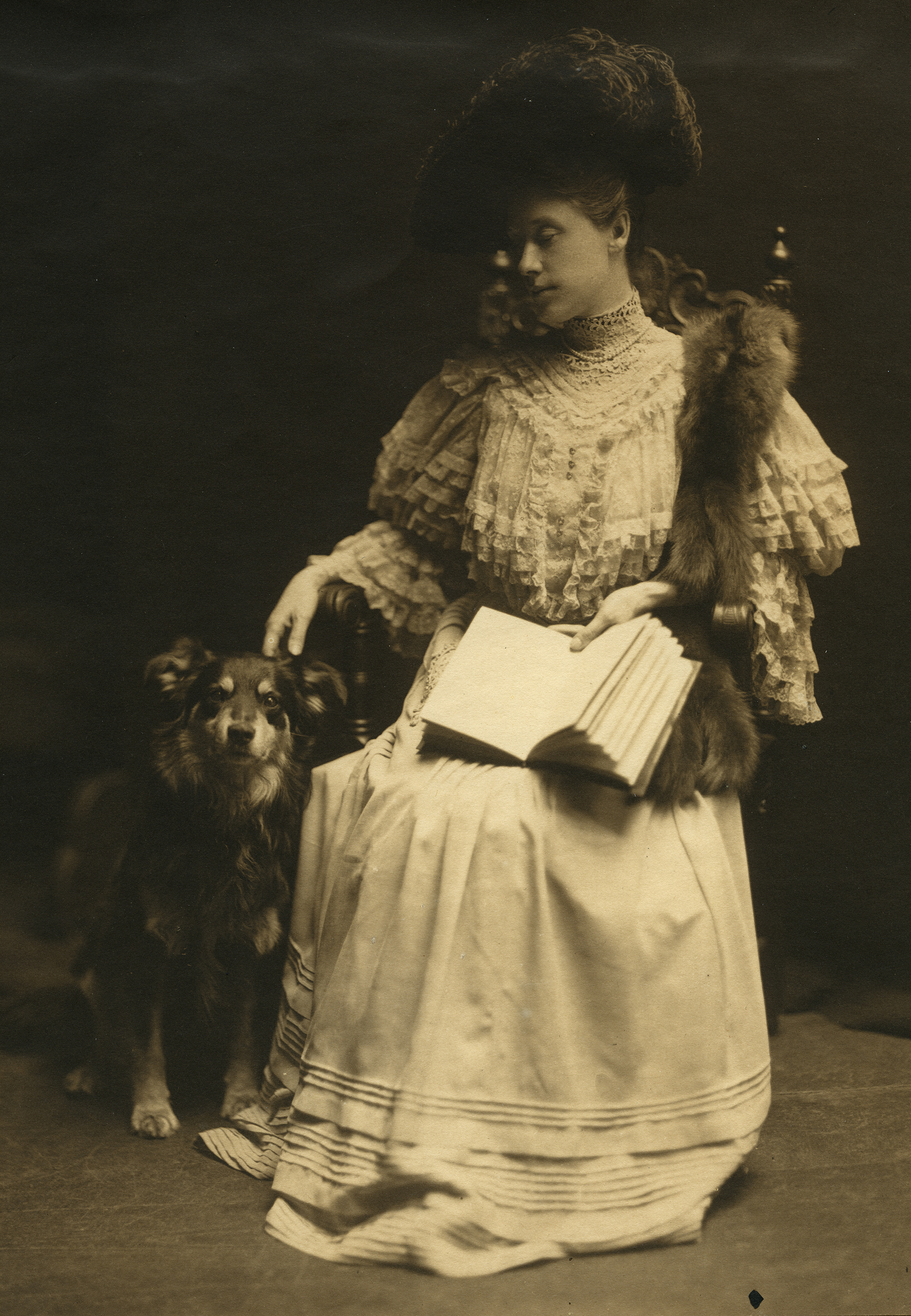 Depiction of Florence Porter Lyman with her dog (from the Lyman Family Papers)