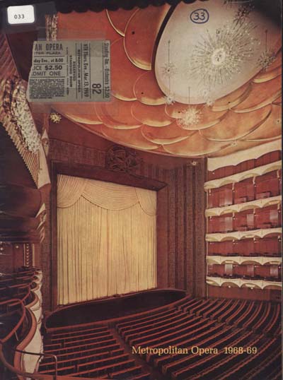 Depiction of Program, Metropolitan Opera, 1969