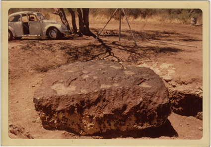 Depiction of Hoba West meterorite, Nov. 1971, 12 miles west of Grootfontein, South West Africa