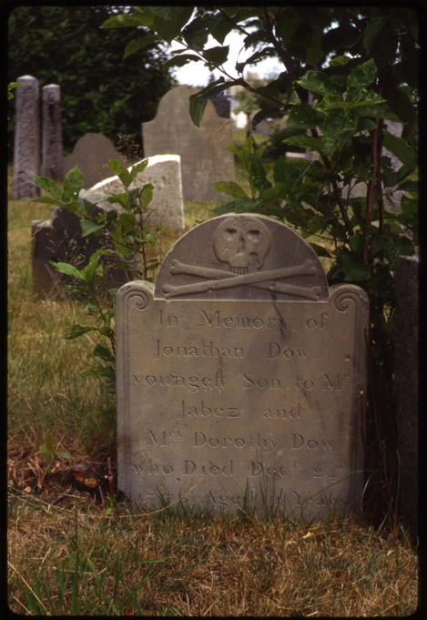 Depiction of Jonathan Dow marker, Eastern Cemetery, Portland, Me.