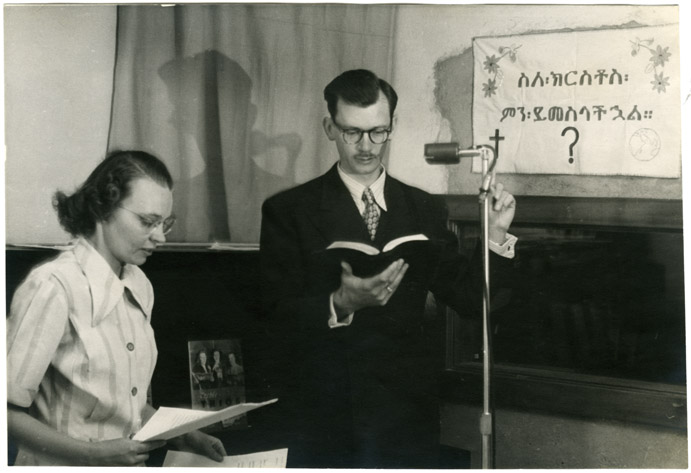 Depiction of Ethel A. Killgrove and Mr. Braden, Addis Ababa, 1950
