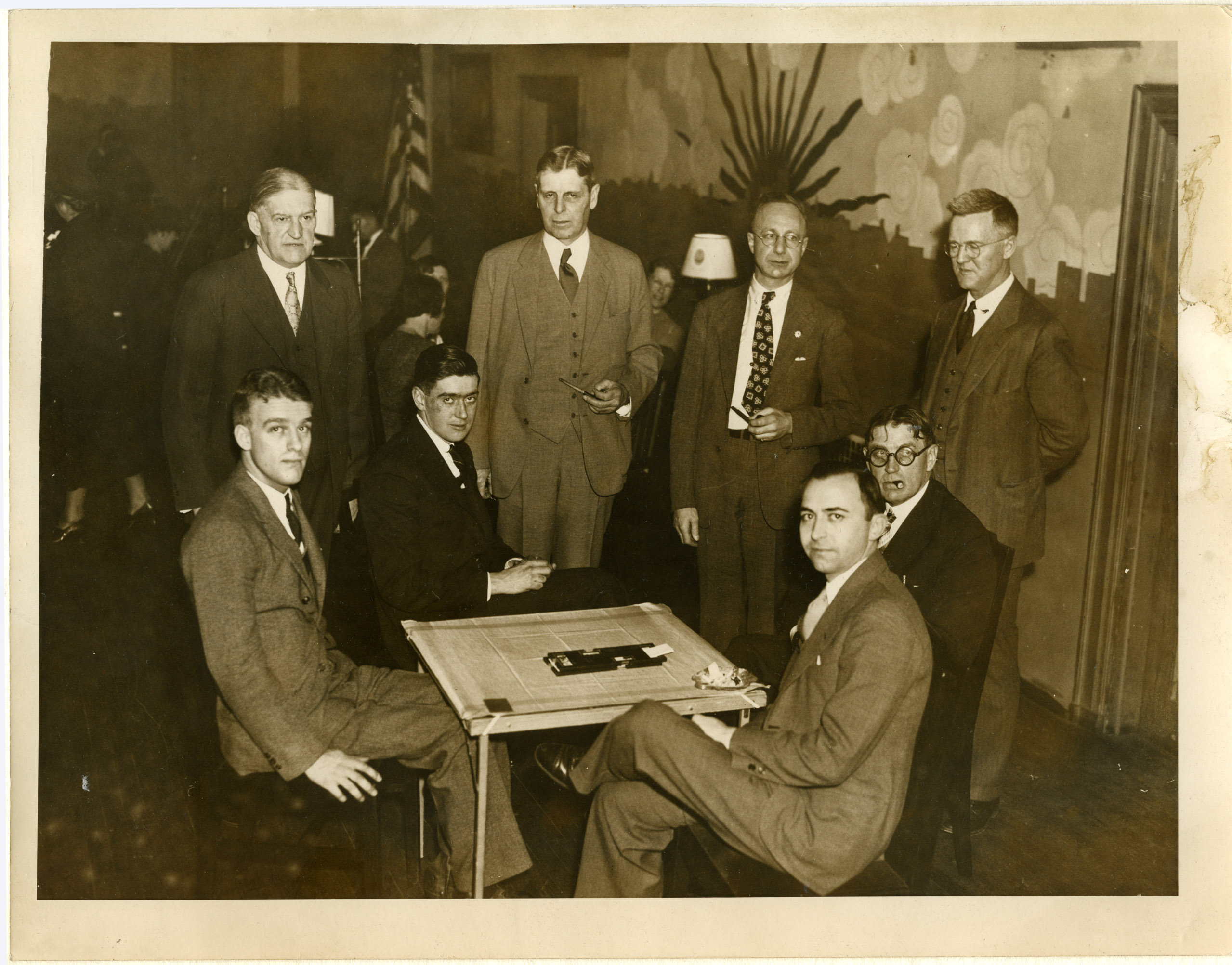 Depiction of Shepard Club, ca.1934 (Thomas standing, second from right)