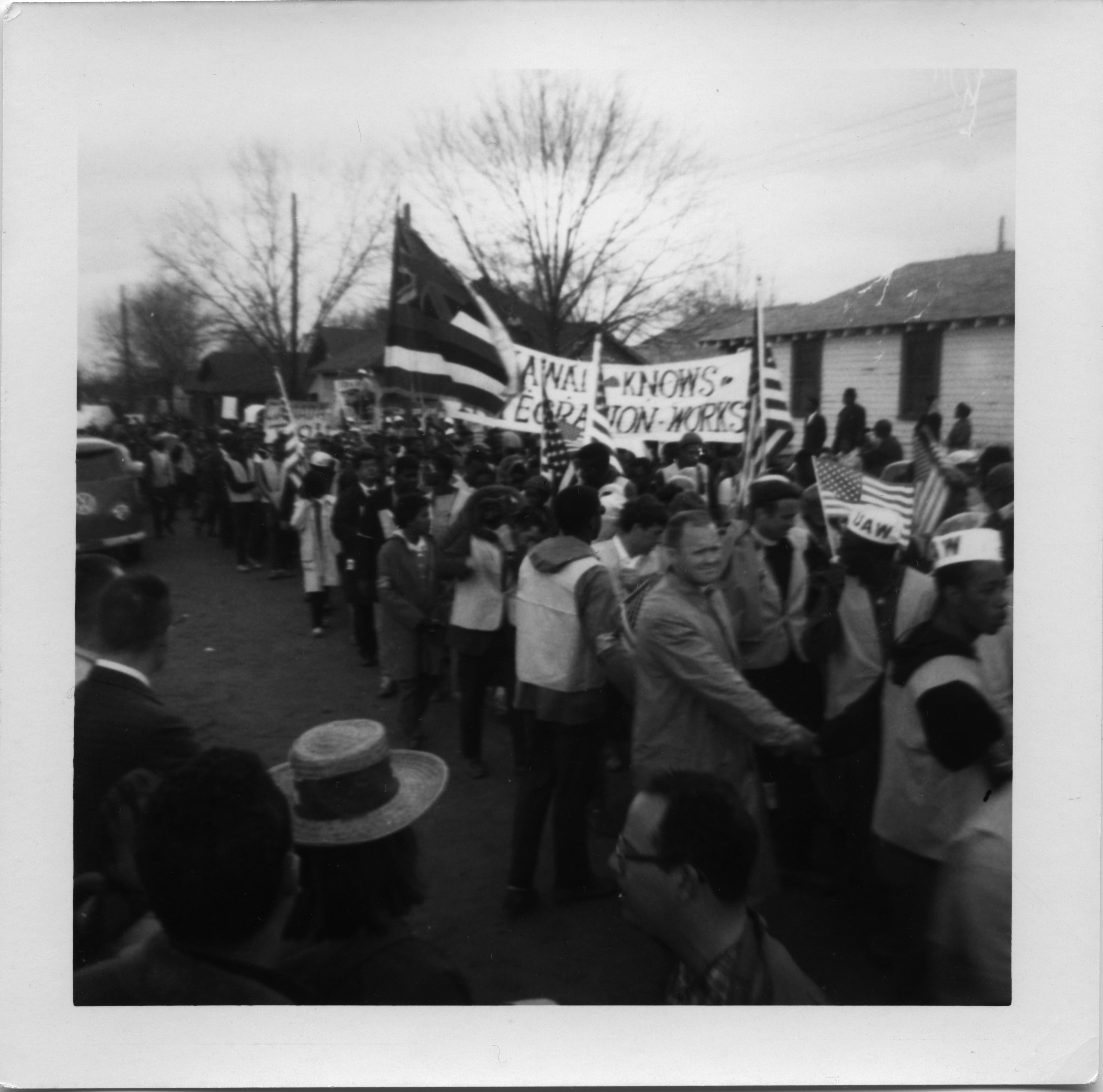 Depiction of Civil rights march from Selma to Montgomery, Ala., March 1965