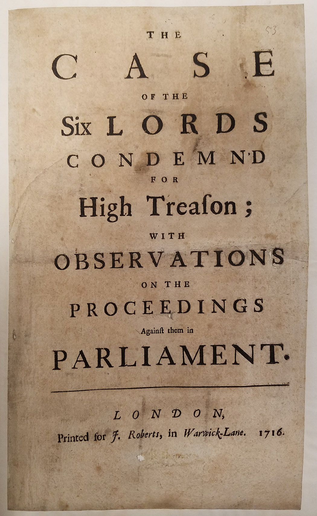 Depiction of The case of the six lords condemned for high treason