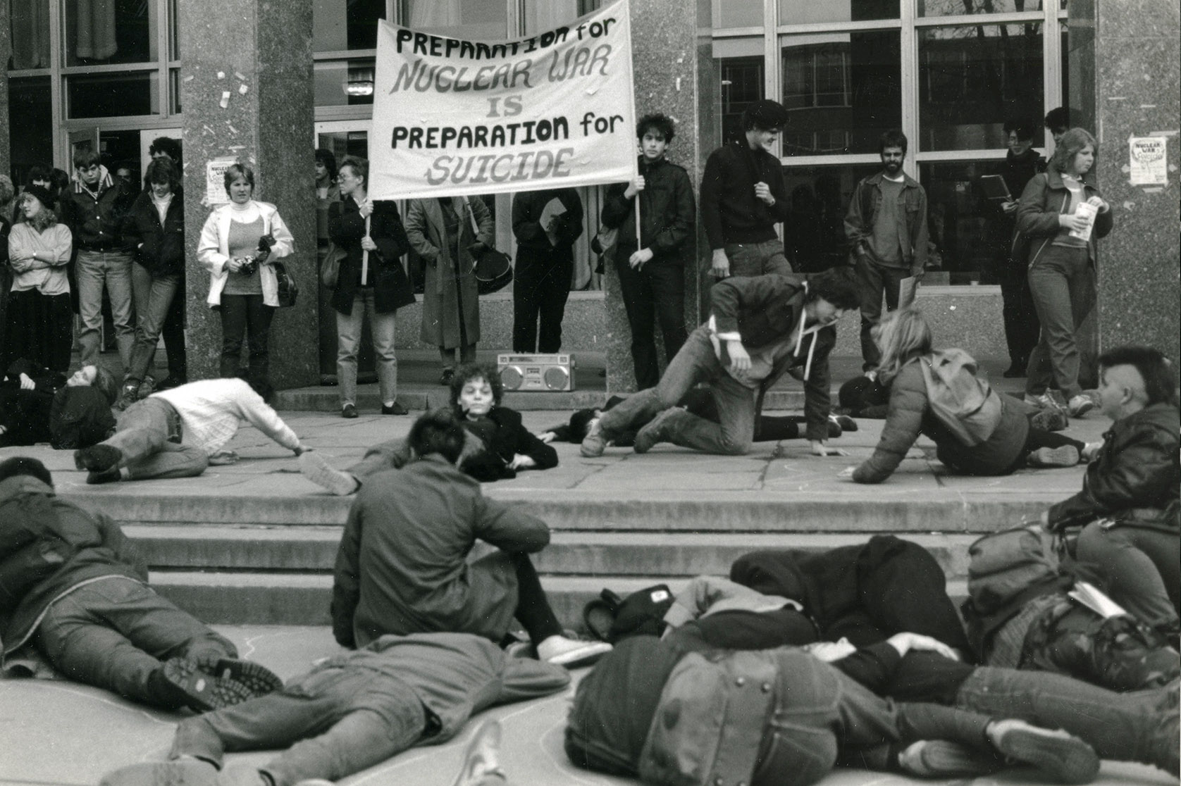 Depiction of Die-in at the Student Union