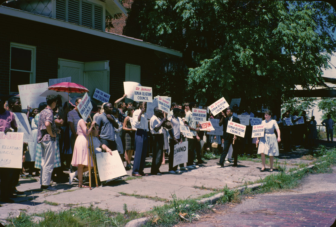 Depiction of Civil rights demonstration, Cairo, Ill., 1962