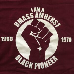 UMass Black Pioneer T-Shirt logo