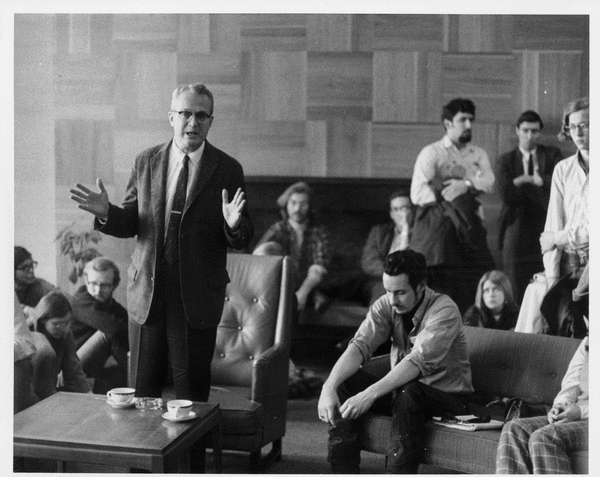 John W. Lederle with group of students, ca.1968