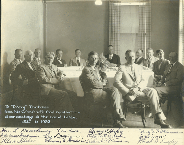 Roscoe W. Thatcher and cabinet, ca.1932