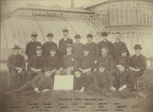 Class of 1889 in front of Durfee Greenhouse